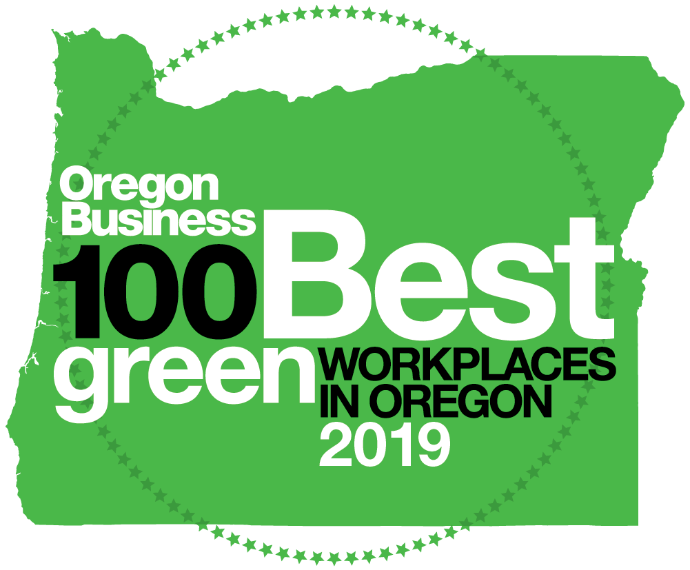 Award logo for 100 best green companies in Oregon