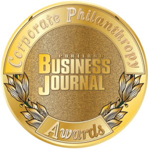 Award logo for Portland Business Journal Corporate Philanthropy Award